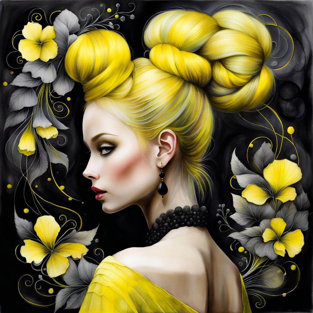 Vibrant Alcohol-Ink Painting of a Gorgeous Woman