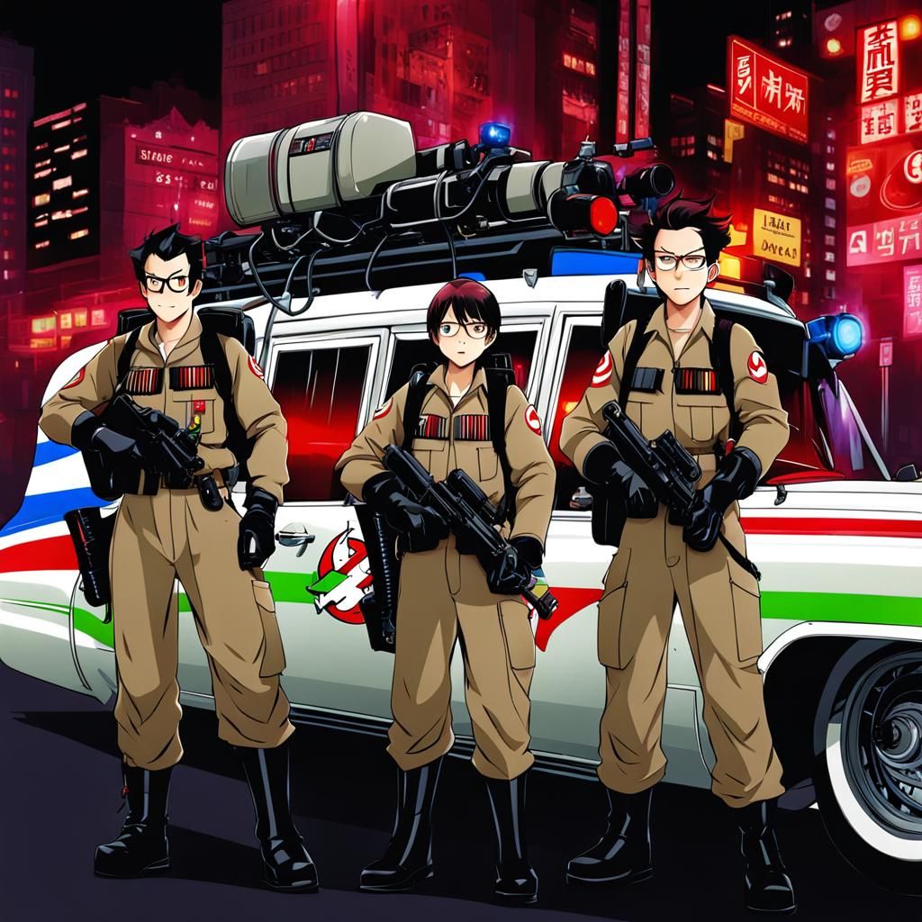 Ghostbusters in Anime Key Visual Style