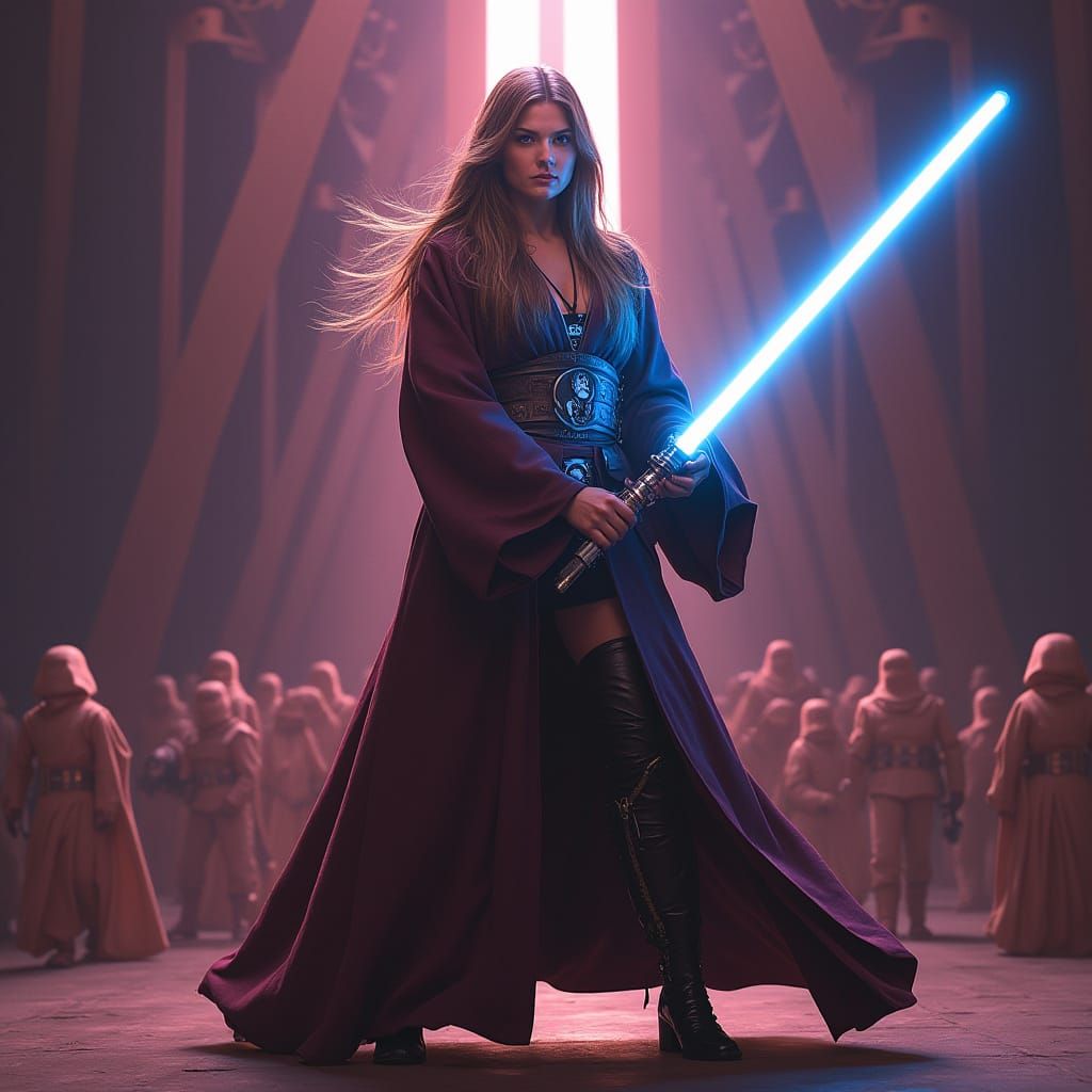 Female Jedi Warrior in Epic WWE Pose