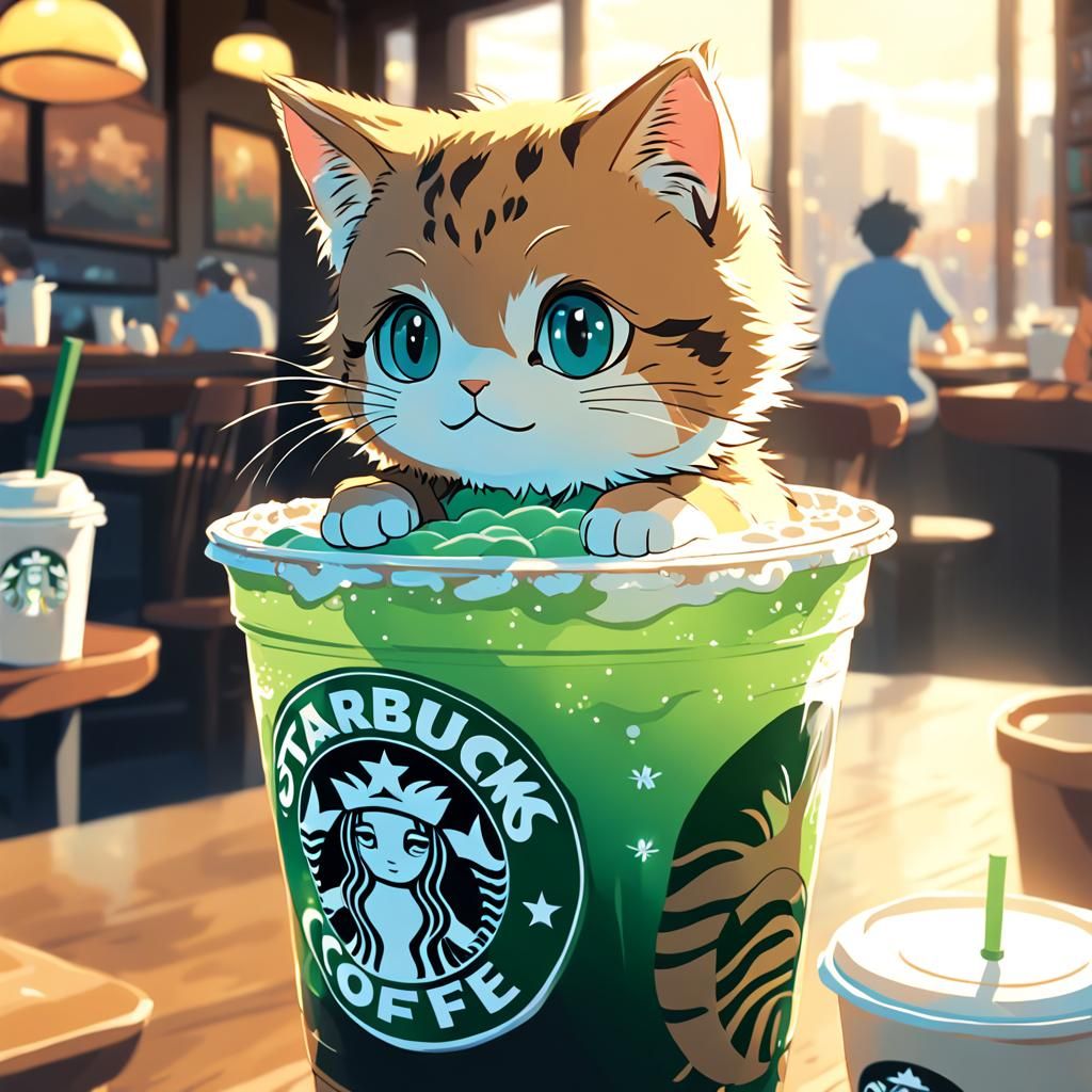 Kitten in Starbucks Drink, Anime Key Visual