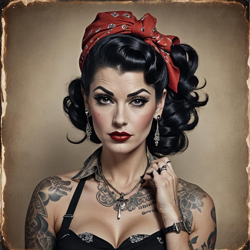 a rockabilly woman with tattoos