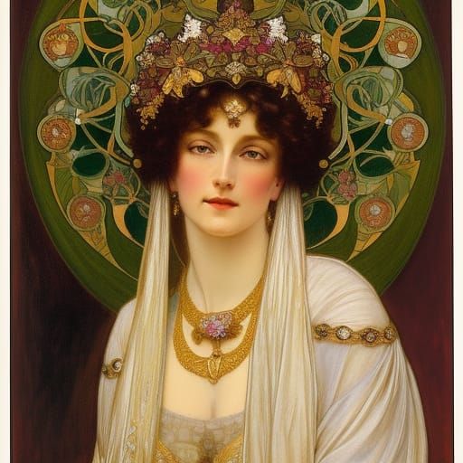 Sarah Bernhardt Portrait in Art Nouveau Style