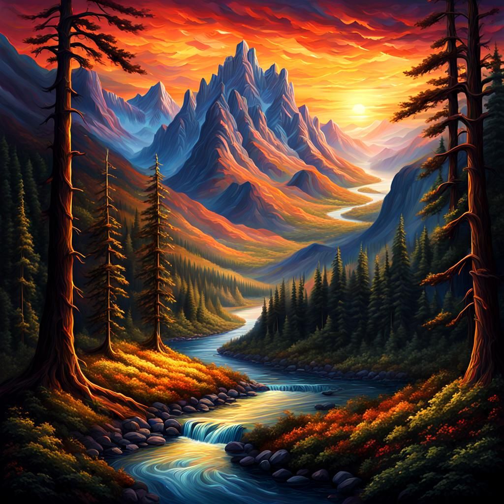 Fantasy Forest Sunset: Epic Digital Matte Painting