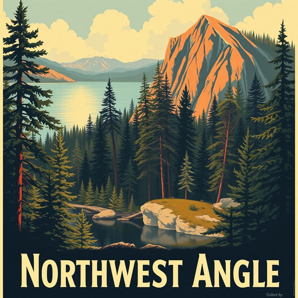 Northwest Angle Travel Poster in Vintage Style