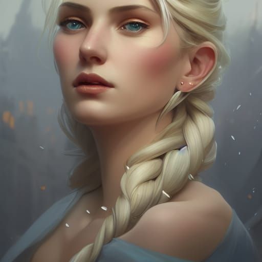 Elsa Portrait in Hyperdetailed Art Nouveau Style