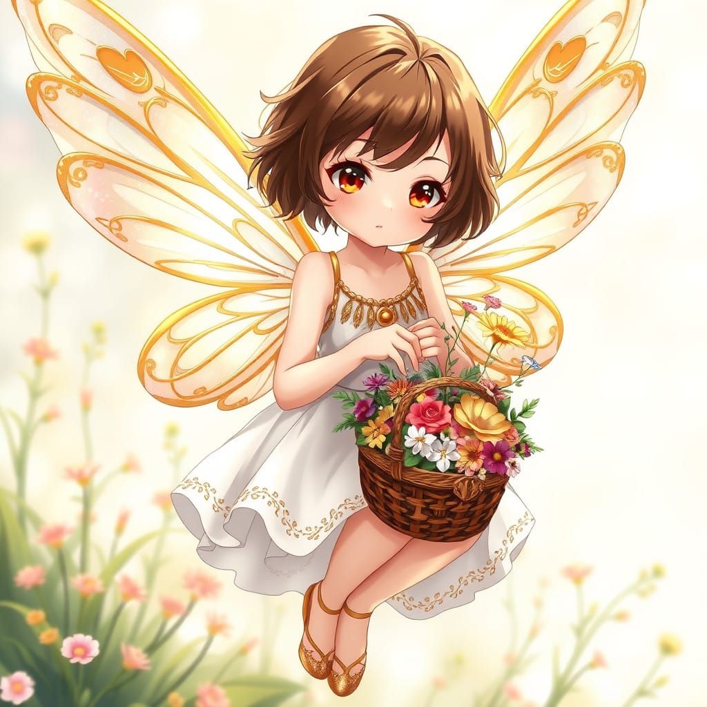 Golden Fairy in Vibrant Anime Style