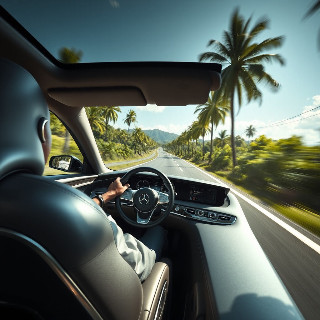 Mercedes-Benz S-Class on Sun-Drenched Highway