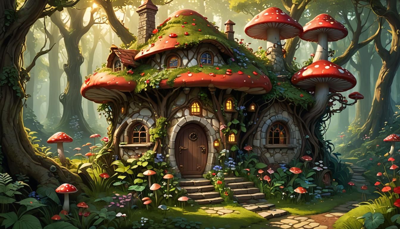 Whimsical Pixel Fairy House in Fantasy Forest