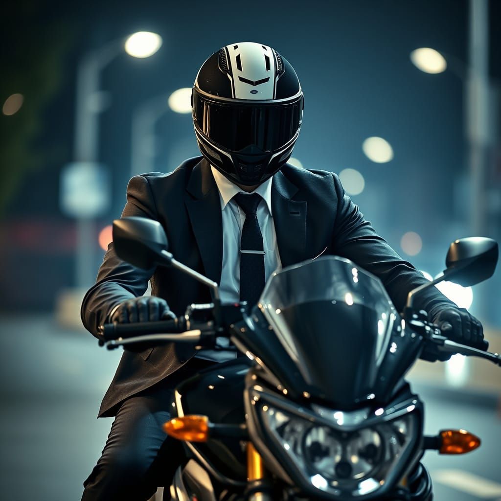 Charming Night Rider in Hyperrealistic Style