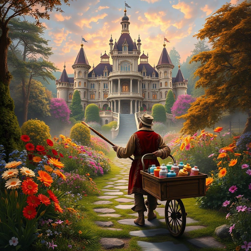 Fairytale Garden Palace Painted by Ethereal Gardener
