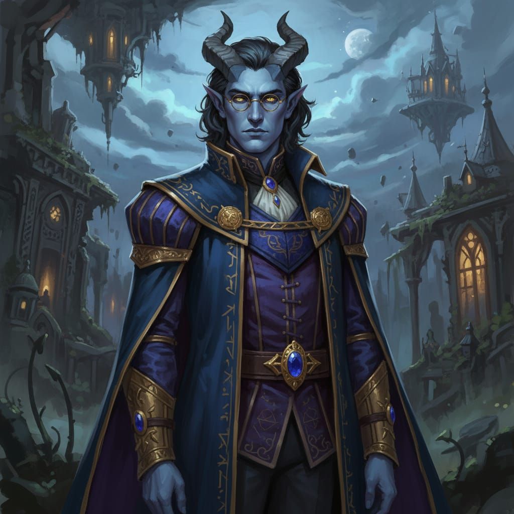 Handsome Tiefling Aristocrat in Victorian Fantasy Style