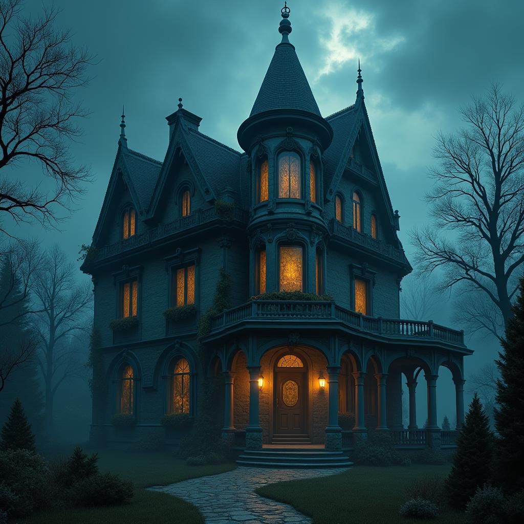 Eerie Victorian Estate in Mystical Ambiance