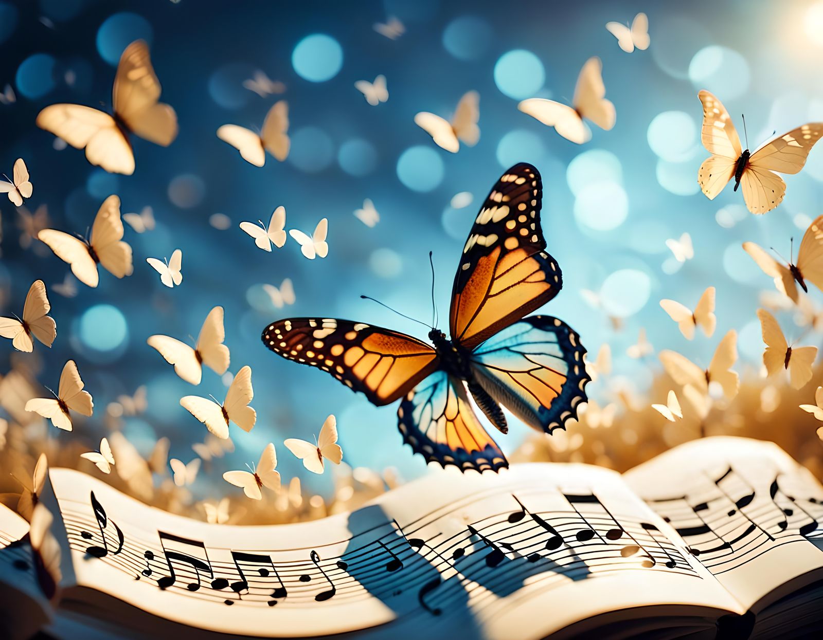 Butterfly on Musical Note with Bokeh