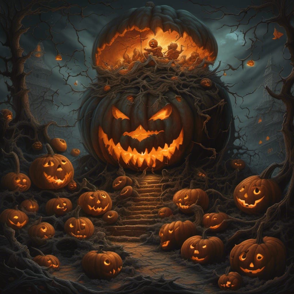 Terrifying Halloween Jack-O-Lantern with Black Magic