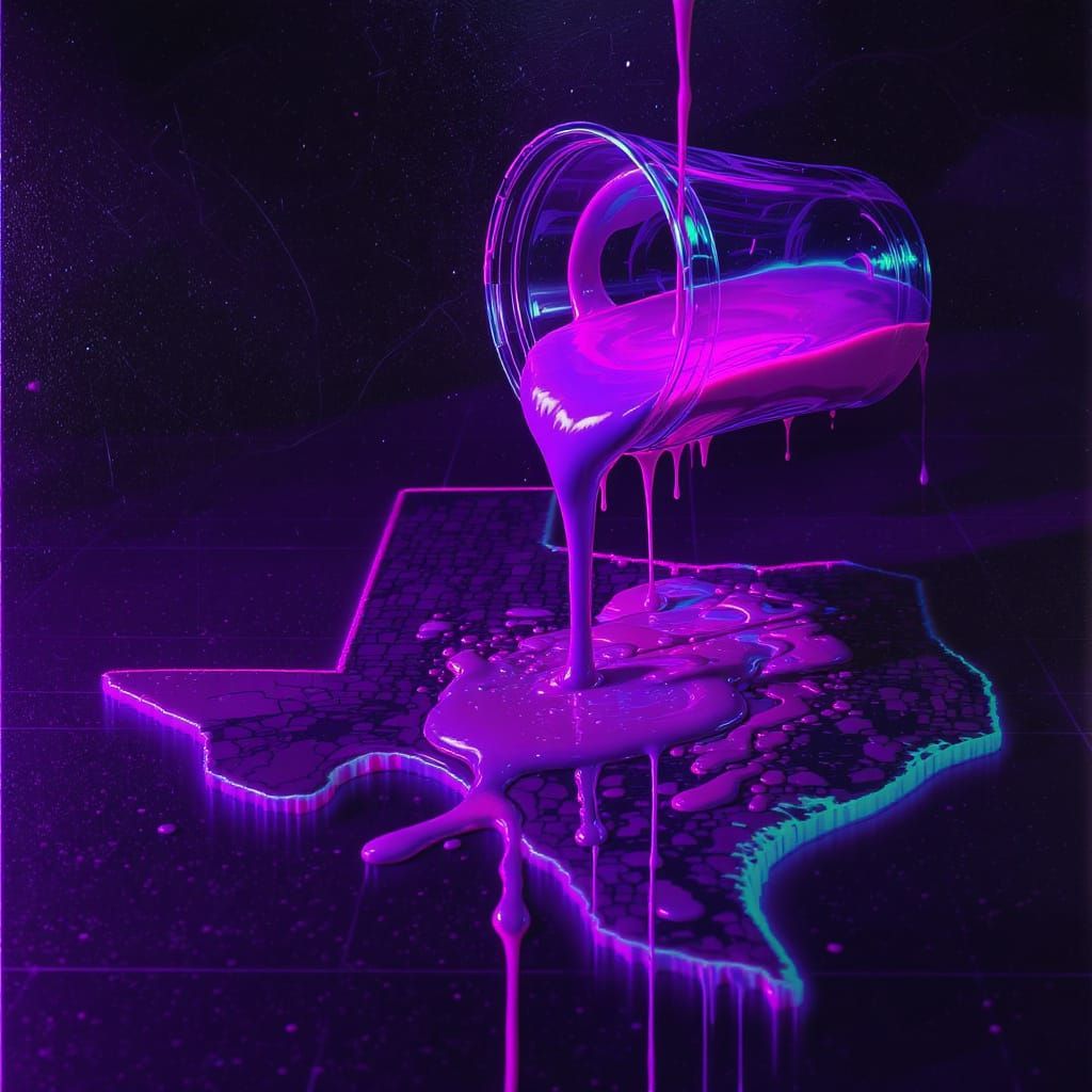 Vaporwave Texas Cup Pouring Purple Liquid