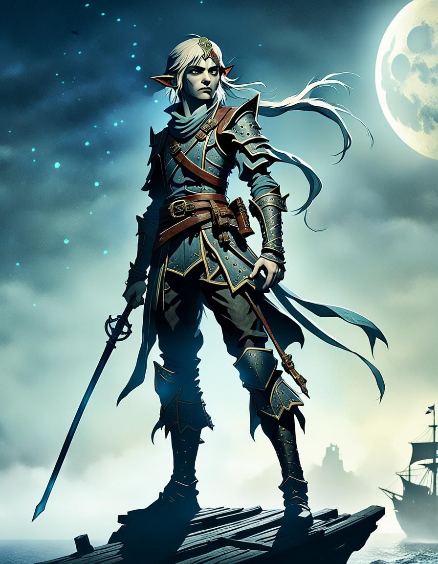 High Elf Pirate Ninja on Misty Shipwreck