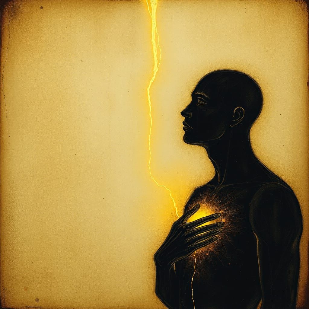 Figure with Kintsugi Light: Symbolic Art