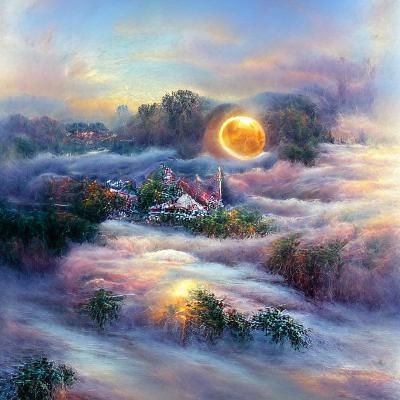 Ethereal Sunrise on the Moon, Fantasy Art