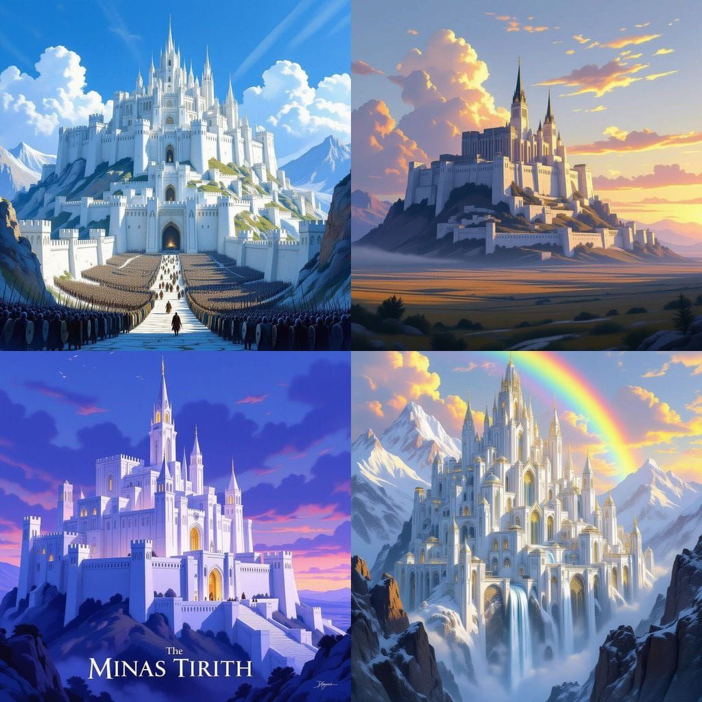 Minas Tirith Cityscape in Epic Fantasy Style