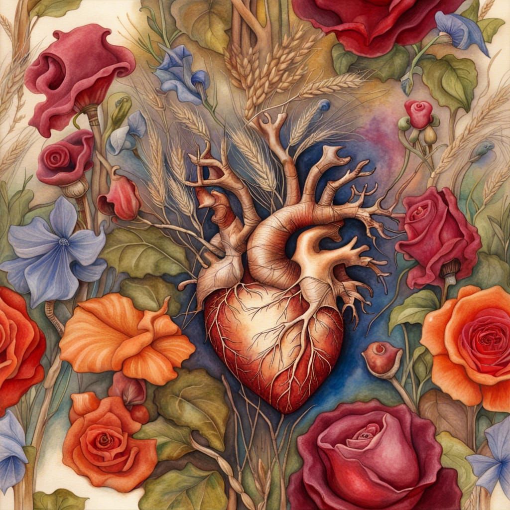 Floral Heart in a Fantasy Art Style