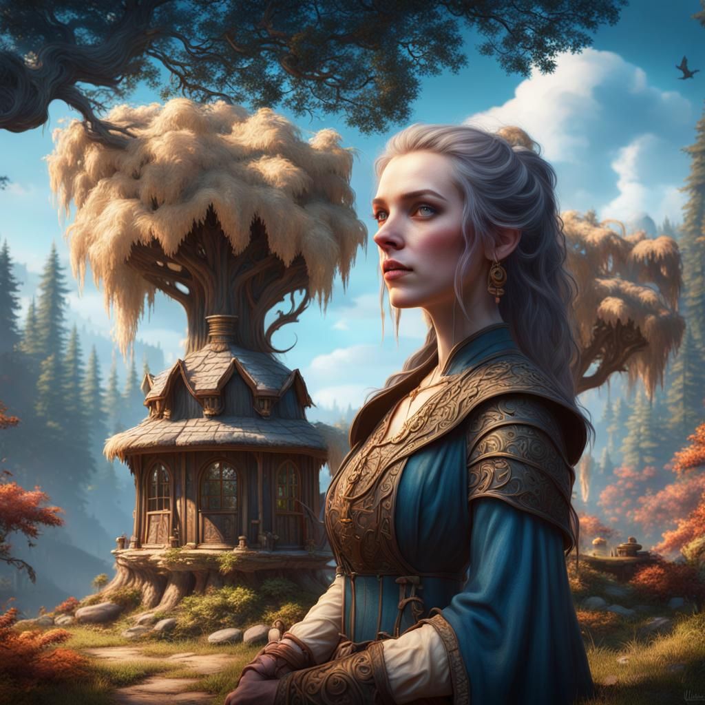 Fantastical Cottage in Forest: Matte Painting