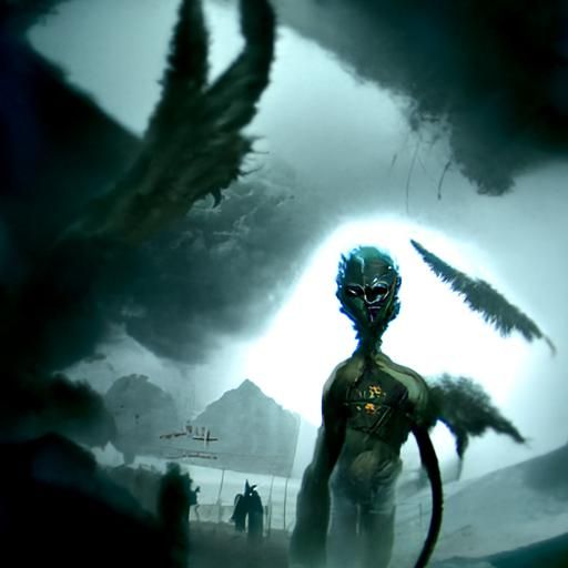 Sinister Anunnaki in Dark Fantasy Style