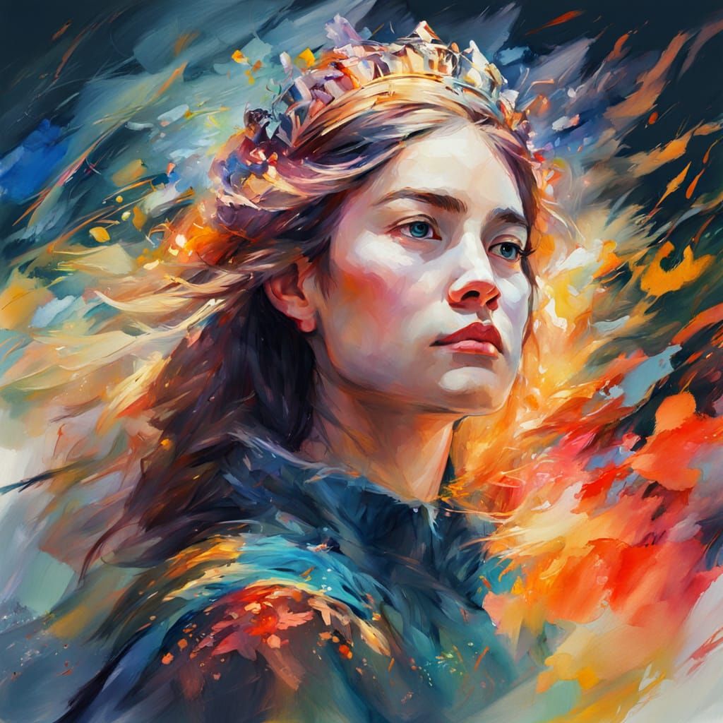 Princess with Translucent Colors, Gouache Style