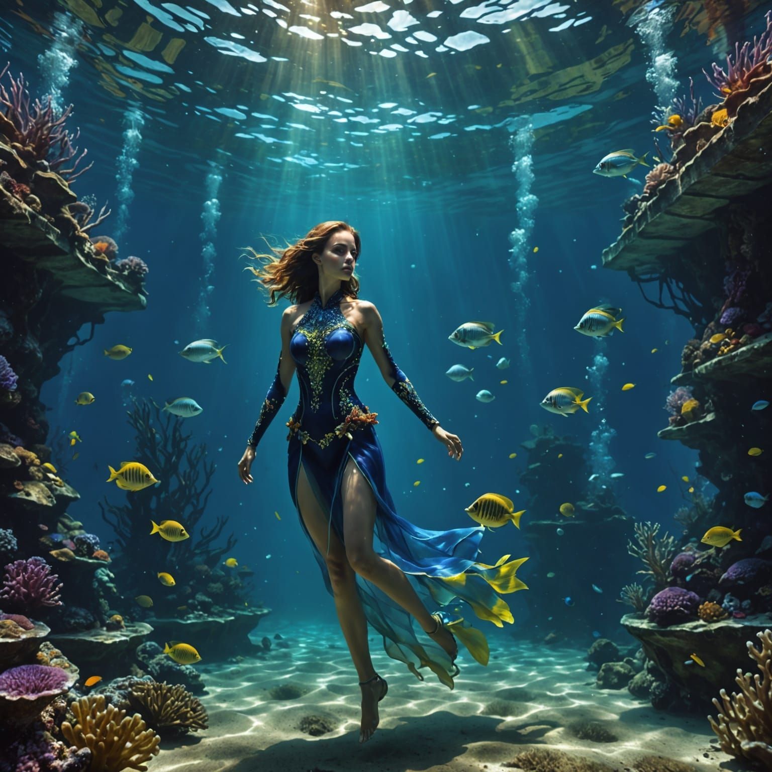 Dreamy Oceanic Scene in Vibrant Colors