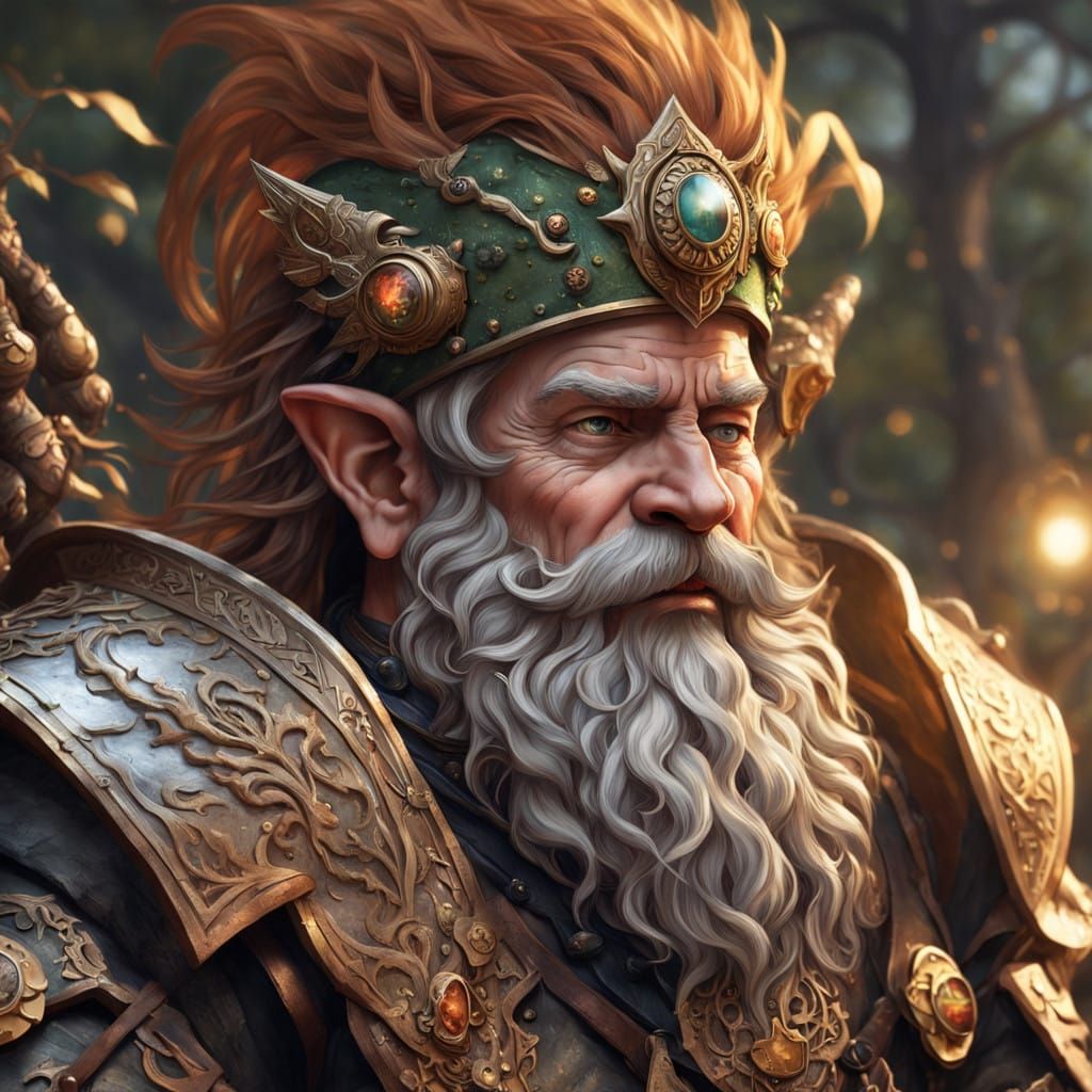 Gnomish King of Nelandir in Earth-Toned Armor