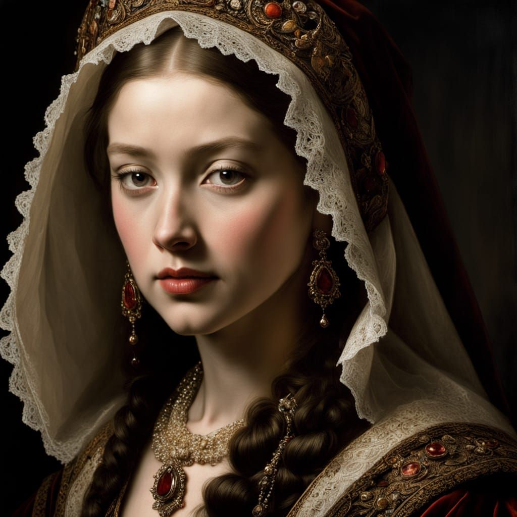 Renaissance Queen Anne Boleyn in Lavish Gown