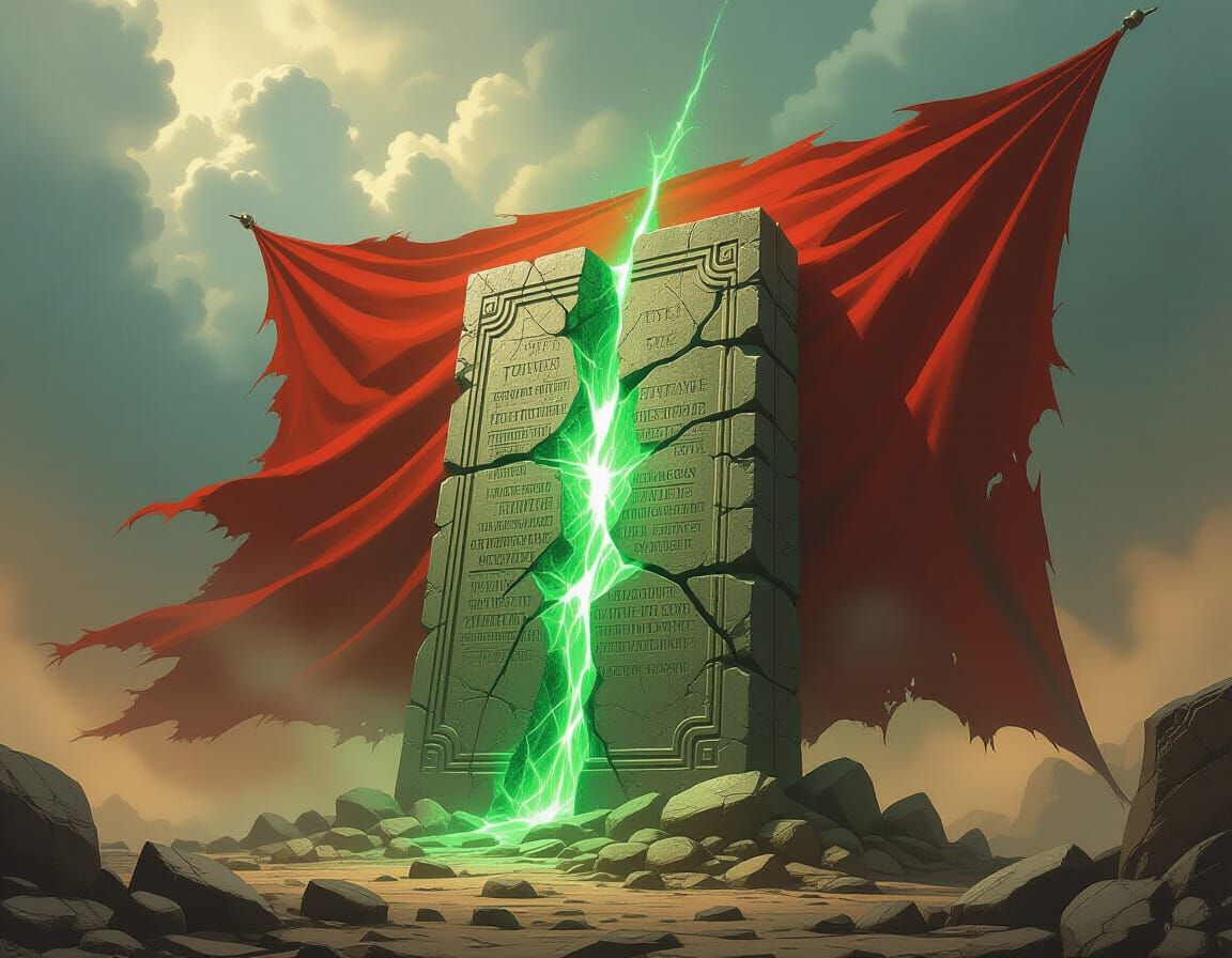 Epic Flag Depicts Glowing Broken Tablet