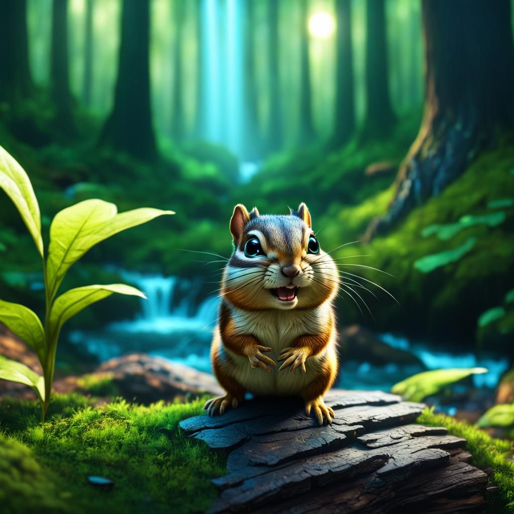 Chibi Chipmunk in a Fantastical Forest