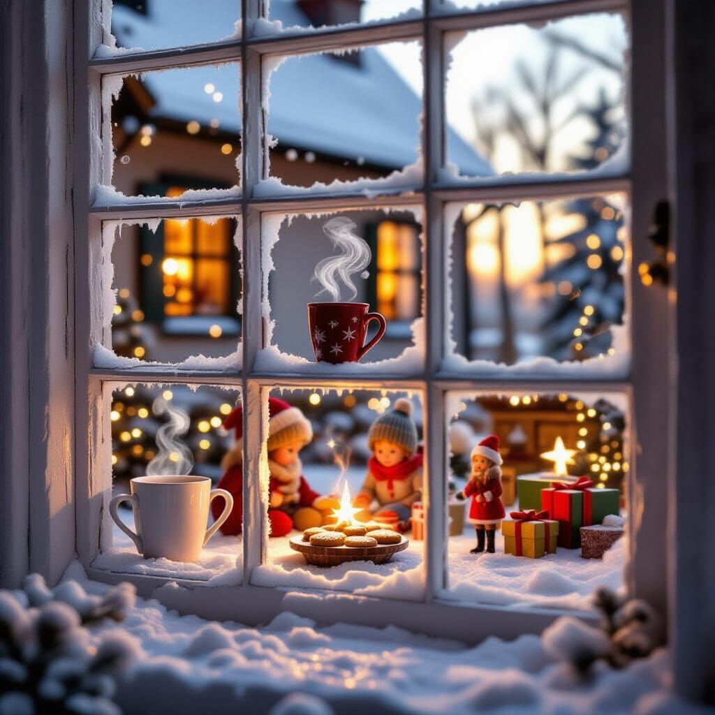Nostalgic Christmas Window Macro Shot