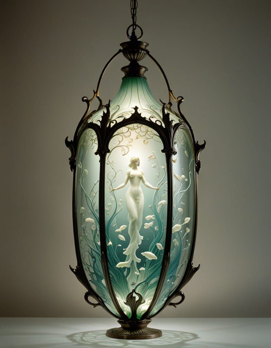 Art Nouveau Underwater Lantern by Lalique