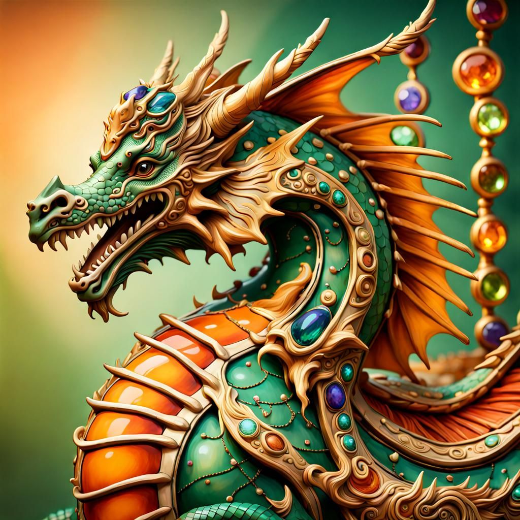 Ornate Carousel Dragon with Gemstones