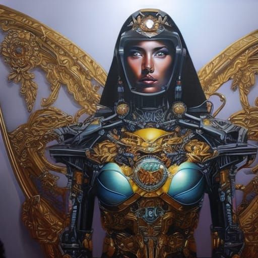 Woman and Robot Create Masterpiece in Hyperrealistic Style