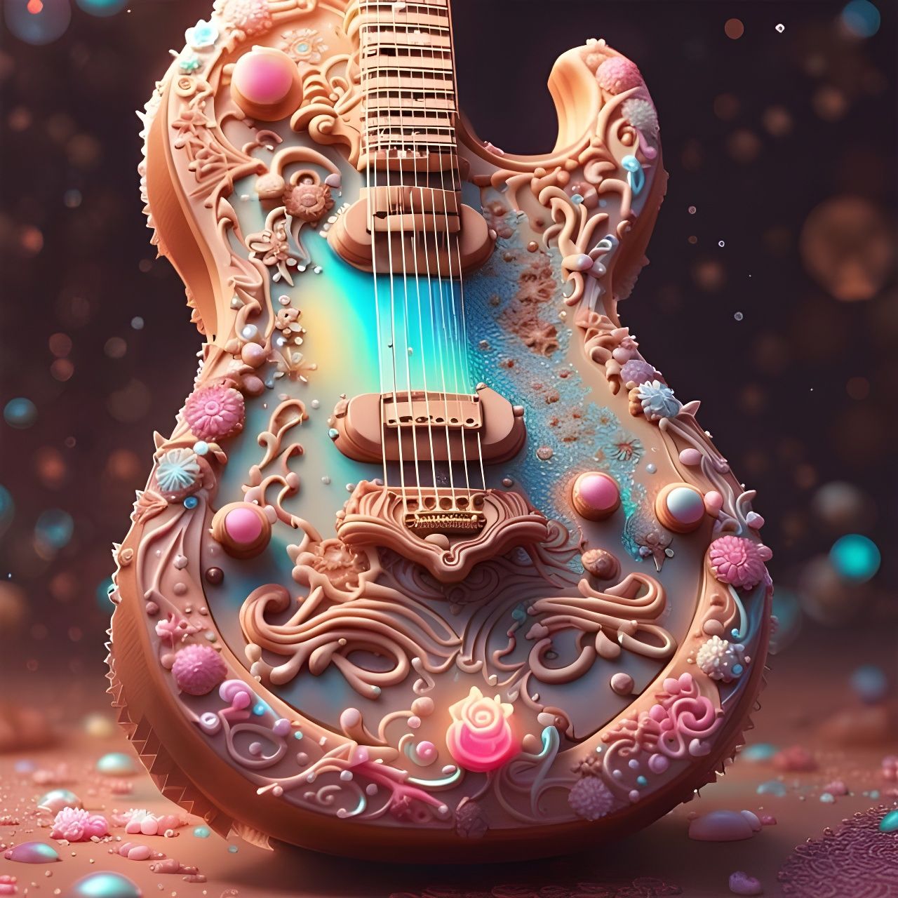 Edible Gingerbread Guitar in Biopunk Style
