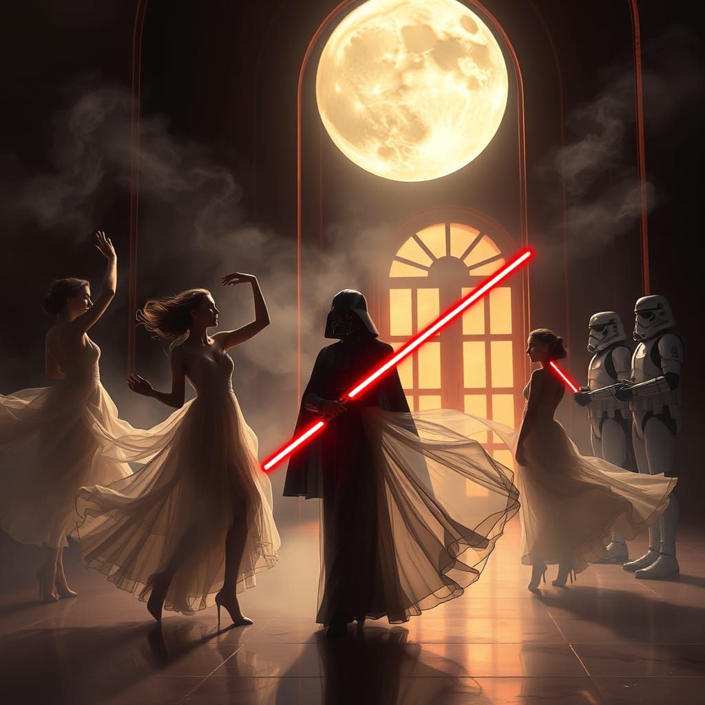 Ethereal Dance Under Moonlight with Gothic Fantasy Elements