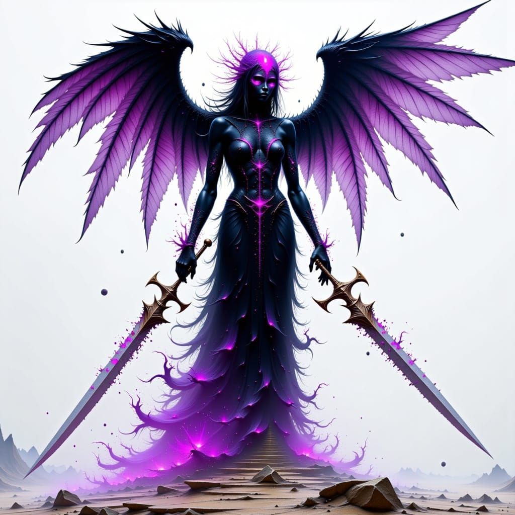 Angelic Obsidian Deity with Crystalline Flesh