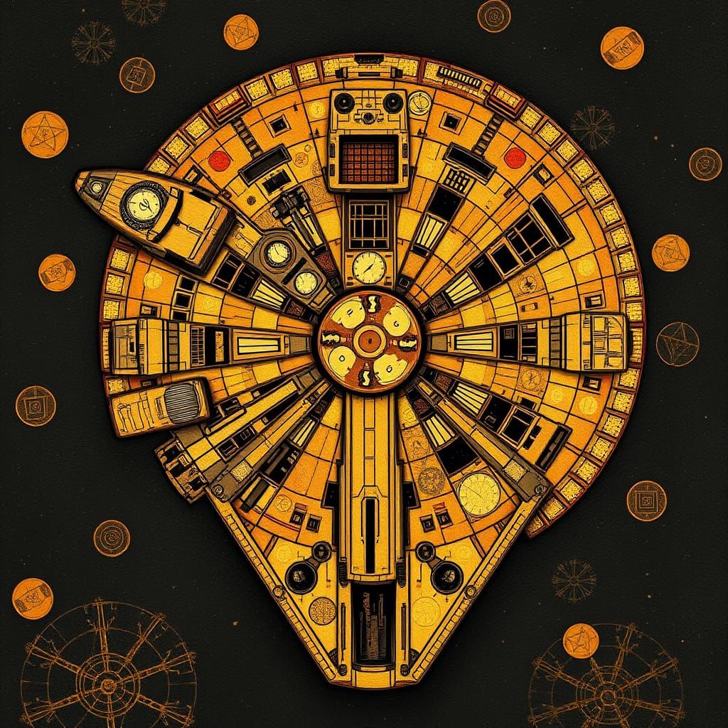 Gilded Starship in Cosmic Splendor