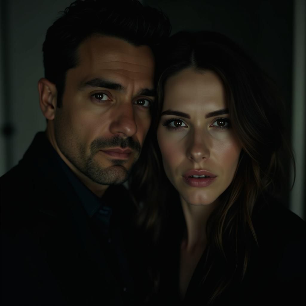 Hyperrealistic Portrait of a Couple in Dramatic Lighting