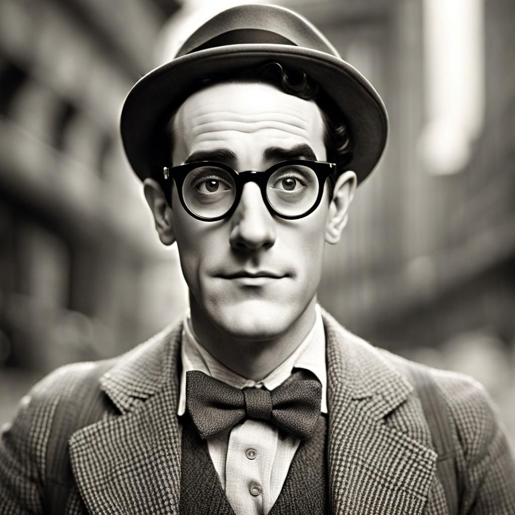 Harold Lloyd as a Hipster: Hyperrealistic Portrait