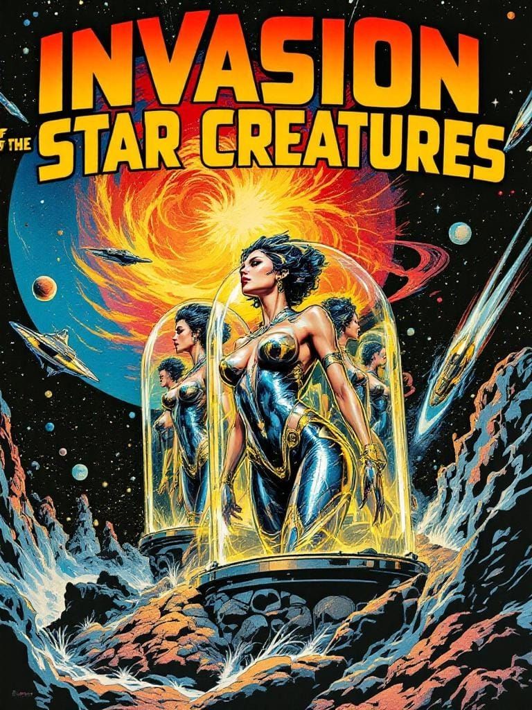 Retro Sci-Fi Comic Cover Art in Moebius and Kirby Style