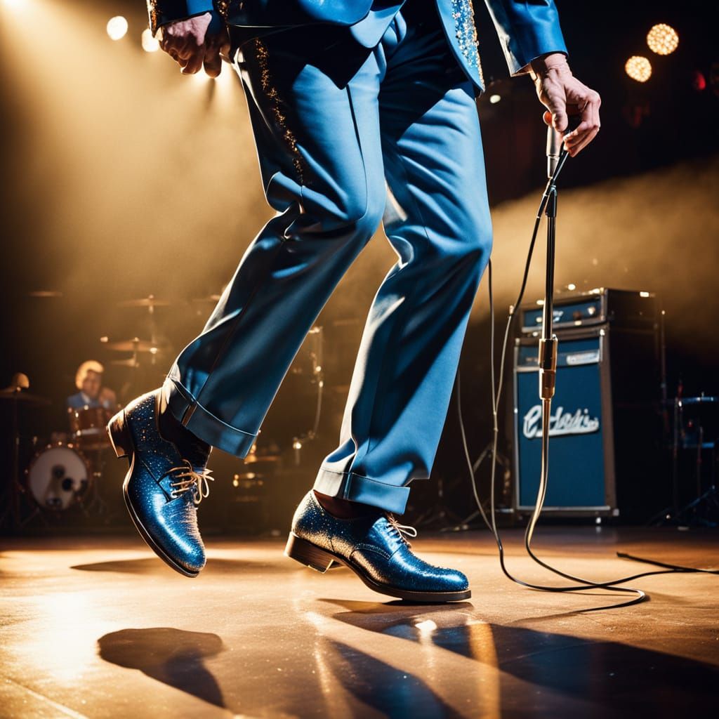 Rockabilly Man Dancing in Blue Suede Shoes