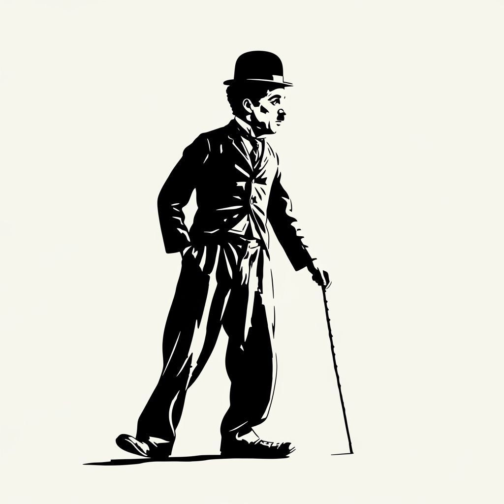 Charlie Chaplin Silhouette in Vector Style