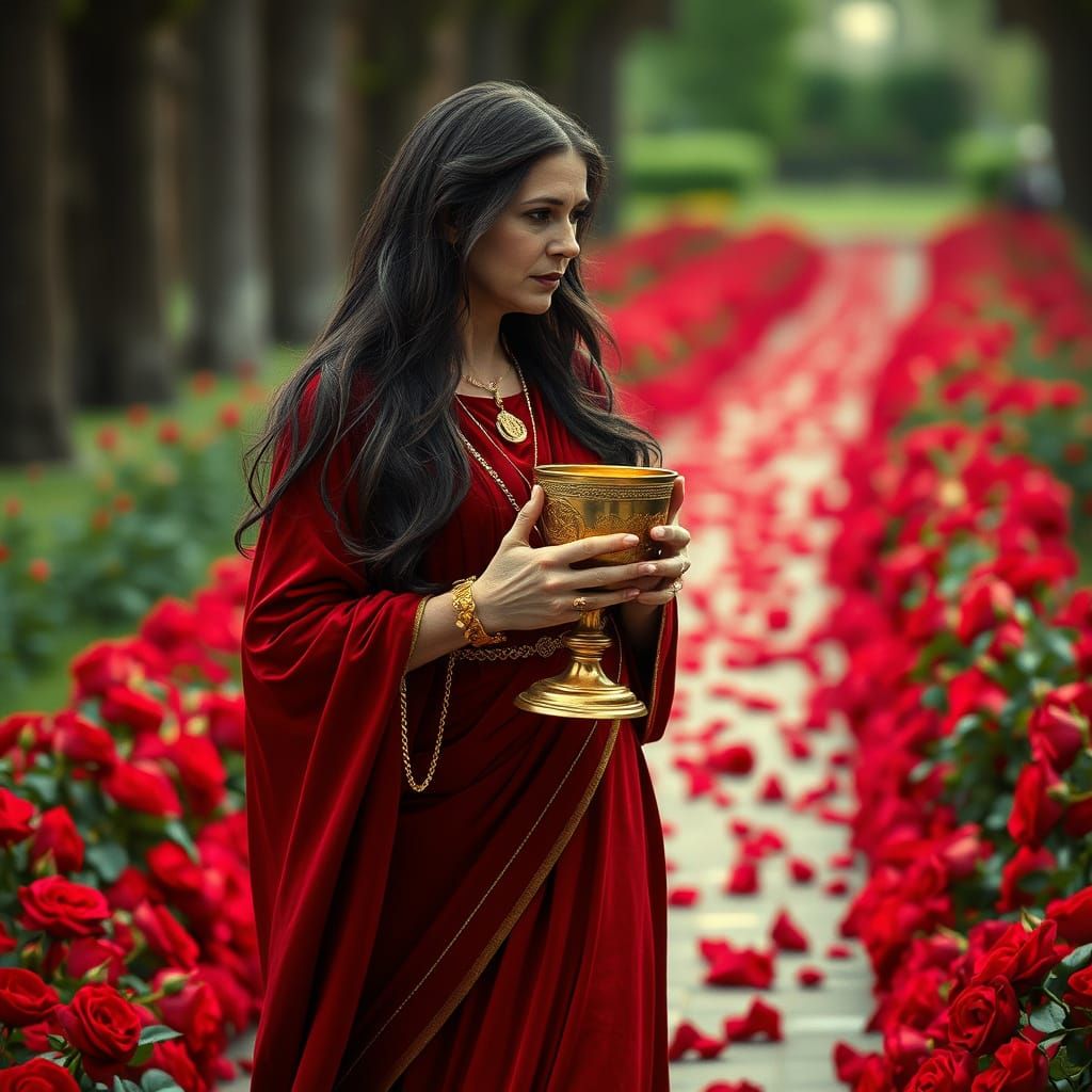 Mary Magdalene with Holy Grail in Hyperrealist Style