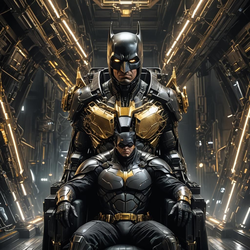 Batman on Throne in Batcave: Detailed Matte Painting