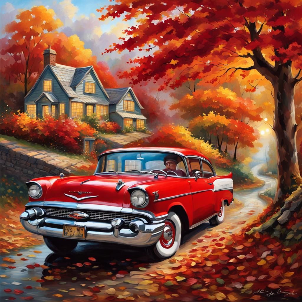 1957 Chevy Autumn Drive in Vivid Colors