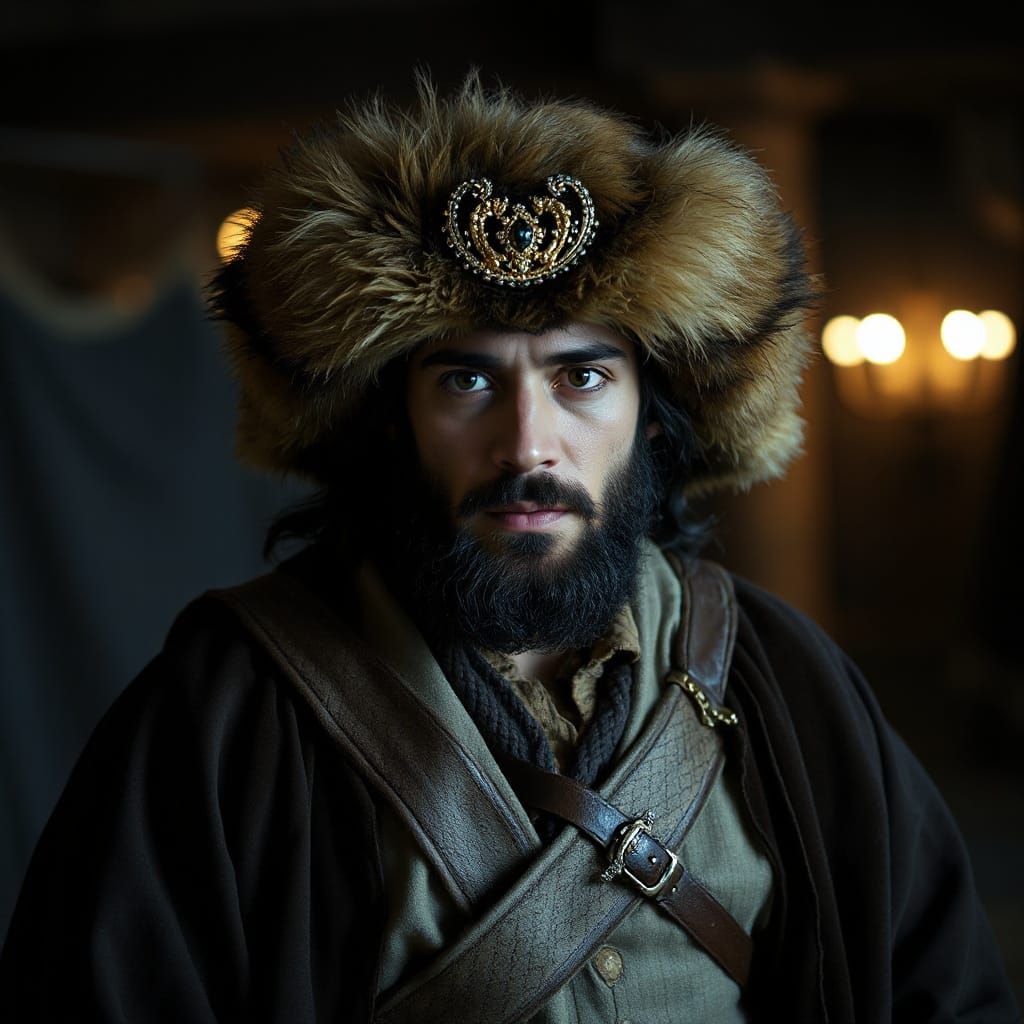 Ottoman Warrior in Heroic Cinematic Portrait