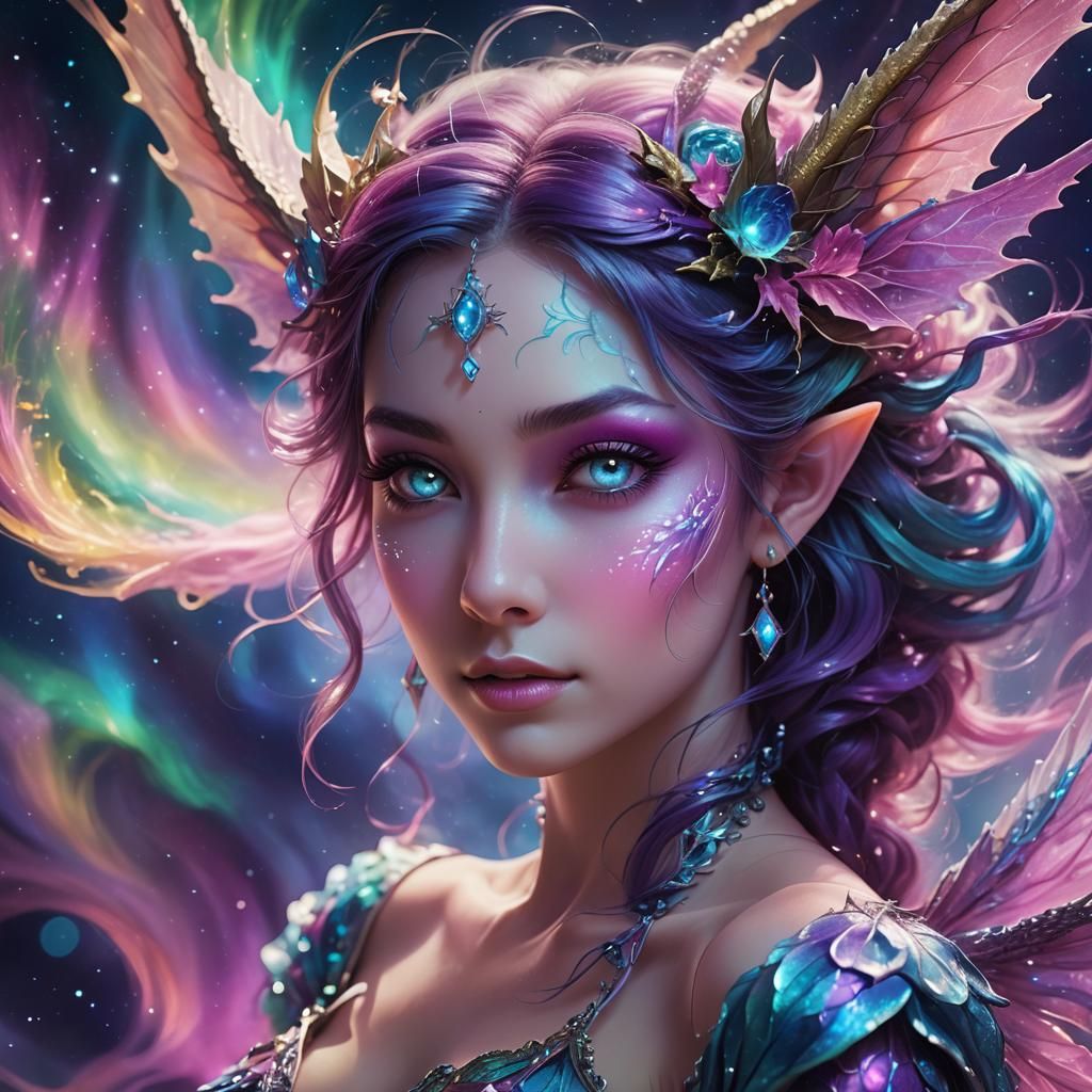 Fairy Projecting Dragon in Vibrant Fantasy Art